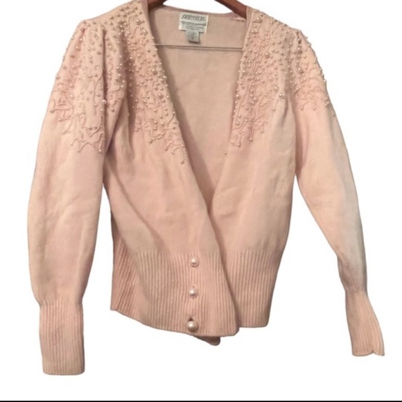 Vintage SIDEEFFECTS of California Sz Small Beaded Lambwool Rabbit Hair Sweater - Picture 2 of 11